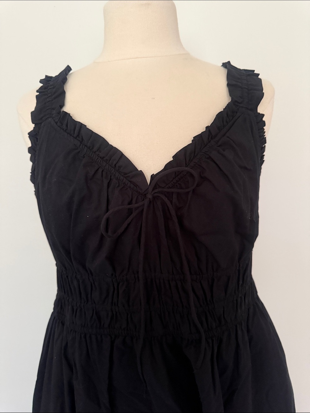 Old Navy Black Ruffle-Trim Midi Dress - Picture 3 of 6